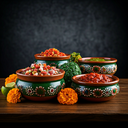 Mesa con cazuelas y platillos de la lonchería